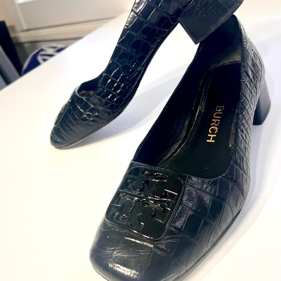 Tory Burch leather Black Croc-Embossed Women's Shoe size 8 - Picture 11 of 13
